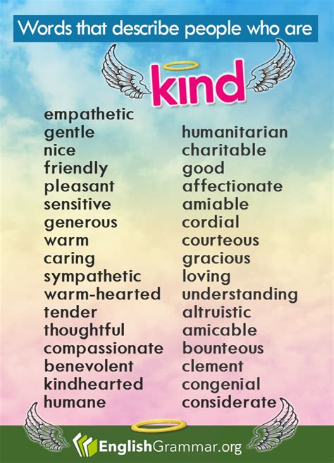 kind synonym|kind words to describe someone.
